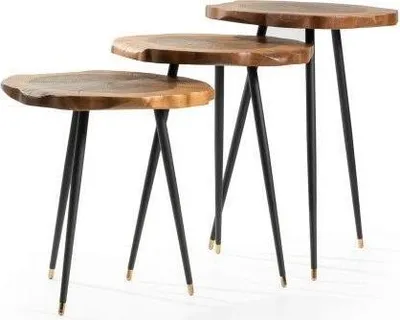 Produktbild von Runder Beistelltisch-Set Wohnzimmer Luxus Tische Wohnzimmer Couchtische