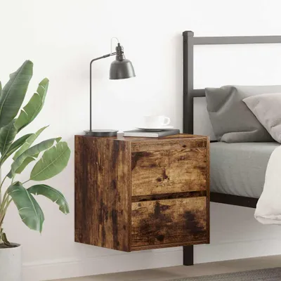 Immagine prodotto di vidaXL Comodino da parete in rovere fumé 38x34x40 cm