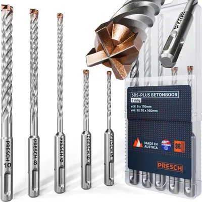 SDS-plus-Bohrer-Set 5–10 mm, 5-tlg., für Beton und Mauerwerk