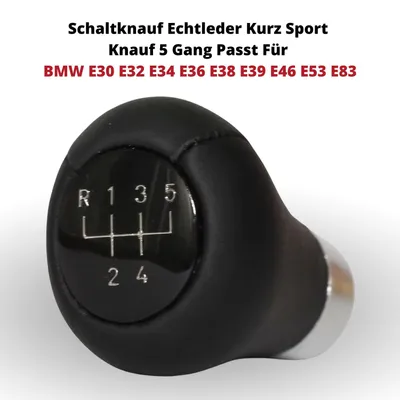 Immagine prodotto di Pomello del cambio in vera pelle, modello sportivo corto a 5 marce, compatibile con BMW E30, E32, E34, E36, E38, E39, E46, E53, E83