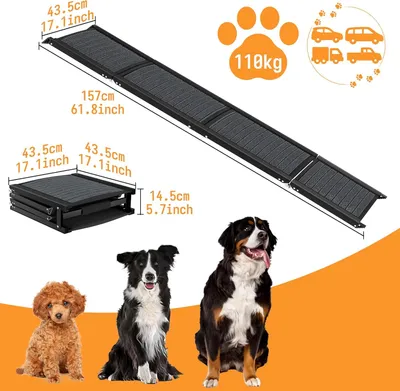 Obrázek produktu pro JNGLGO Dog Ramp Skládací psí schody Auto Skládací plastová psí rampa Auto Ramp Přístupová rampa Auto Boot Entry Aid, Pet Schody