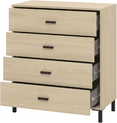 Immagine prodotto di Dmora Cassettiera Rosasco 80x40x90h cm Marrone Rovere, 4 Cassetti Apertura Scorrevole