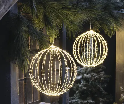 Produktbild von LED-Kugel "Shine" aus Metall, silber, mit ca. 384 LED, Leuchtkugel  mit Timer, Dekokugel Ø 40cm, Balkon- und Gartendeko für Draußen