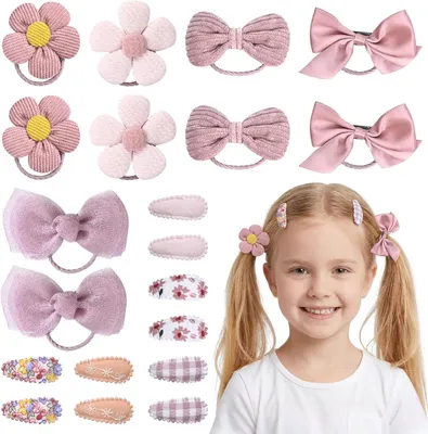 Imagen del producto de Conjunto de accesorios para el cabello, de 20 piezas, con estampado floral, para niñas y bebés