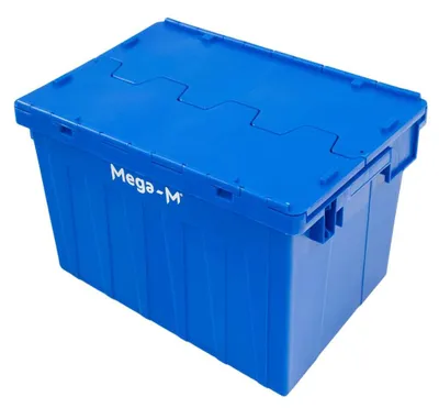 Produktbild von Transportbox 60 x 40 x 36 cm Kunststoff Blau mit Klappdeckel 20 kg | Mega-M