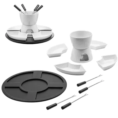 Produktbild von Fondue-Set aus Keramik Fondueset Käsefondue Keramike Schokofondue-Topf-Set mit 4 Gabeln 4 Tellern Schoko Fondueset Käsefondue für Schokolade Käse
