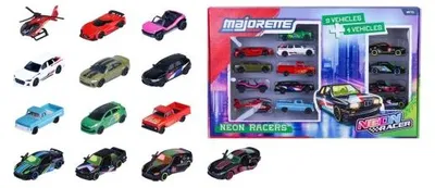 Produktbild von Majorette Neon Racer 9+4 Giftpack, Fahrzeug-Set, 3 Jahr(e), Metall, Mehrfarbig