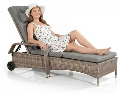 Produktbild von Mucola Sonnenliege Rattan Gartenliege Rattanmöbel Terrassen Liege Balkon Saunaliege Bäderliege Relaxliege Strandliege - Grau