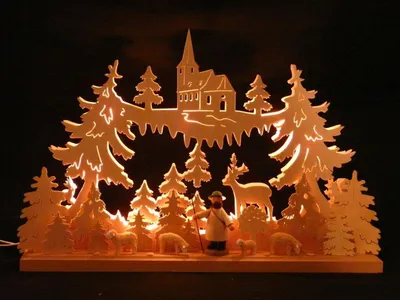 Produktbild von Schwibbogen mit Schäferei und Beleuchtung BxHxT 50x34x7cm NEU