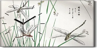 Produktbild von Wandbild Leinwand Bilder Wanduhr 60x30 Malerei asiatische Insekten Kunst - schwarze Hände