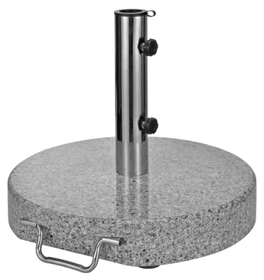 Produktbild von Runder Granit Schirmständer 50 cm Ø, 40 kg, mit Edelstahlgriff und 2 Rädern