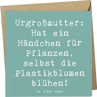 Produktbild von Mr. & Mrs. Panda Grußkarte Spruch Urgroßmutter Wundergrün - Meeresbrise - Geschenk, Dankeschön, Familientradition, faltkarte, Freude, Klappkarte, Familie, Jubiläen, Ahnen