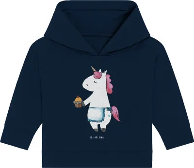 Produktbild von Mr. & Mrs. Panda Organic Baby Hoodie Einhorn Muffin 24. - 36. Monat - French Navy - Geschenk, Kapuzenshirt, Geburtstag, Unicorn, Kapuzensweatshirt, Kekse, Backen