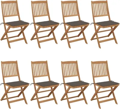 Produktbild von Klappbare Gartenstühle 8 Stk. mit Kissen Massivholz Akazie