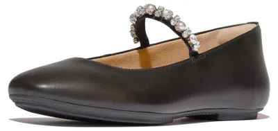 Immagine prodotto di Fitflop DELICATO: ballerine in pelle nere, decorate con perle e cristalli