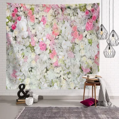 Produktbild von Blumen-Wandteppich, Wandbehang, Natur, Schlafzimmer, Wanddekoration, Japanische Pflanze, Kirschblüten, Bäume, Malerischer Wandteppich Für Zuhause, Stoff, Wandkunst, Decke (150 cm x 130 cm,Farbe 4)