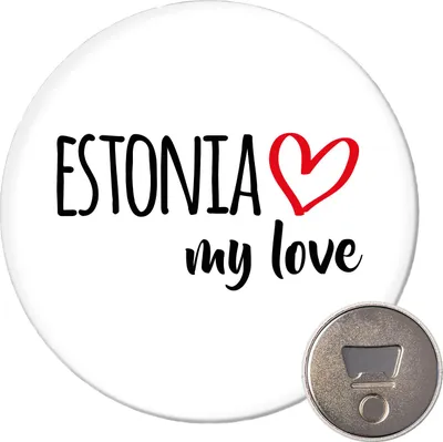 Produktbild von Huuraa Magnet Estonia my love 59mm Kühlschrankmagnet rund Flaschenöffner Geschenkidee