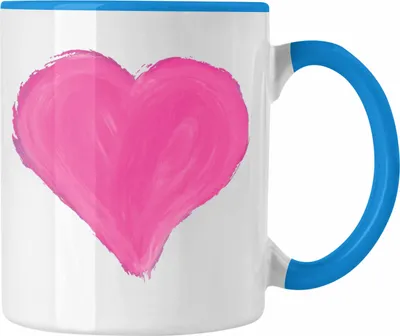 Produktbild von Trendation - Herz Tasse Valentinstag Kaffeetasse Geschenk für Sie Ihn Liebe Grafik Paare Freund Freundin (Blau)