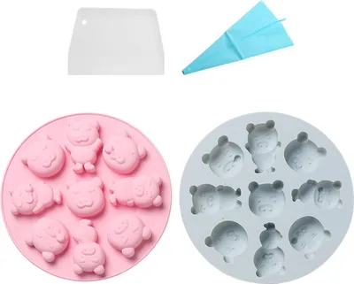 Obrázek produktu pro balení 2 silikonových forem na pečení Piggy Cake, čokoládové formy, 9 forem, parní formy na mini dorty bez BPA, opakovaně použitelné formy na pudink, želé, sušenky, formy na led, dorty