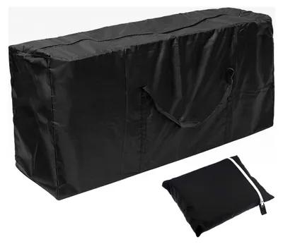 Produktbild von Aufbewahrungstasche für Gartenauflagen, wasserabweisende Oxford Schutzhülle für Gartenmöbel und Kissen mit Tragegriff, Schwarz (122 x 39 x 55 cm)