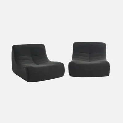 Produktbild von sweeek - 2er-Set modulare 1-Sitzer Sessel mit strukturiertem Bouclé-Bezug - Schwarz