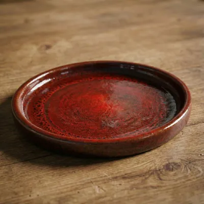 Produktbild von Provencelia Keramik Untersetzer Base r Rot, Ø34 x H5 cm, frostbeständig, handgefertigt, glasiert, Outdoor, Garten, Terrasse, winterfest