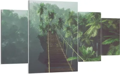 Produktbild von Bild auf Leinwand - Leinwandbild - Dschungel Palme Brücke - 160x90cm - Wand Bild - Wanddeko - Leinwanddruck - Bilder - Kunstdruck - Wanddekoration - Leinwand bilder - Wandkunst - DL160x90-3674