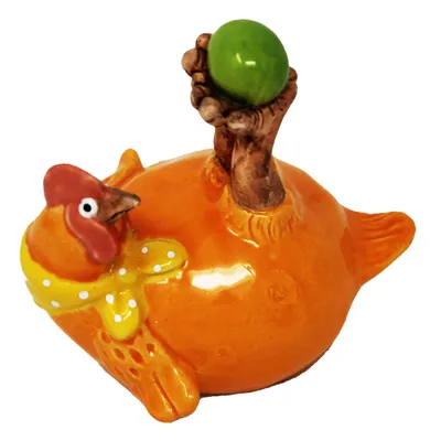 Image de Poulet Décoration de Pâques en céramique Couché sur le dos Décoration de Pâques