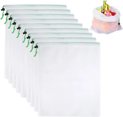 Zdjęcie produktu dla Torby siatkowe na warzywa i owoce, 10 sztuk, 35x30 cm, nadają się do prania