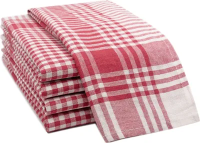 Produktbild von 5er Set Geschirrtücher 100% Baumwolle in 50x70 cm, saugstarke & robuste Küchentücher, rot kariert