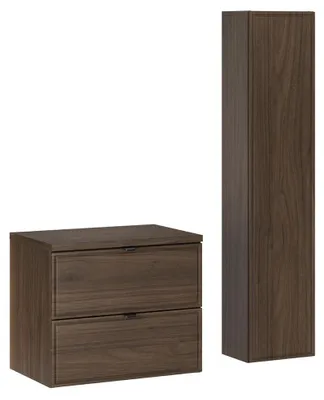 Produktbild von Badmöbel-Set 2-teilig mit Hochschrank & 60 cm Waschbeckenunterschrank in Walnuss - TEMUCO-56-WALNUT