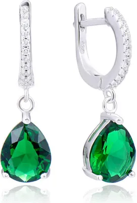 Productafbeelding van Elegante zilveren oorbellen met groene zirkonia's, model AGUC2249
