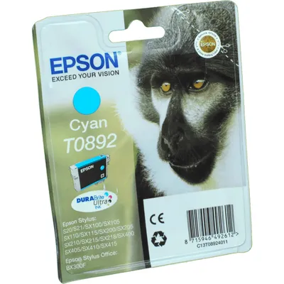 Produktbild von Epson Monkey T0892 Affe DURABrite Ultra Single Cyan Tinte, Cyan, 3,5 ml, 1 Stück(e)