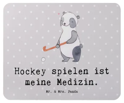 Produktbild von Mr. & Mrs. Panda Mouse Pad Panda Hockey spielen - Grau Pastell - Geschenk, computer mousepad, Feldhockey, mauspad laptop, Hockeyschläger, Verein, pc