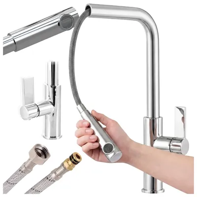 Obrázek produktu pro Granitan | LINEA – kuchyňská baterie – výsuvná hubice – chrom – keramická hlavice