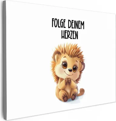 Zdjęcie produktu dla MuchoWow® - Obraz na płótnie - Jeż - Biały - Zwierzęta - Cytat - Serce, fototapeta, dekoracja ścienna obrazy do salonu, 70x50cm