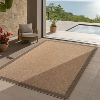 Produktbild von Teppium In- & Outdoor Teppich Wetterfest im natürlichen Jute-Look, ideal für Wohnzimmer, Küche, Terrasse & Balkon, Grösse: 280x370 cm