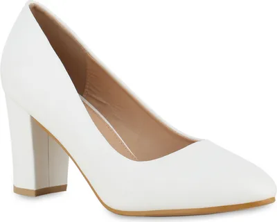 Produktbild von VAN HILL Damen Klassische Pumps Blockabsatz Schuhe 840354, Farbe: Weiß, Größe: 39