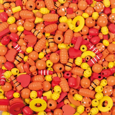 Produktbild von Playbox Holzperlen 250 gr rot gelb & orange