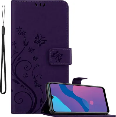 Obrázok produktu pre Cadorabo puzdro pre Honor 9A in FLORAL DARK PURPLE ochranný kryt v kvetinovom dizajne s magnetickým zapínaním, funkciou stojana a slotmi na karty flipové puzdro kvetinový obal puzdro na mobilný telefón flipové puzdro typu kniha