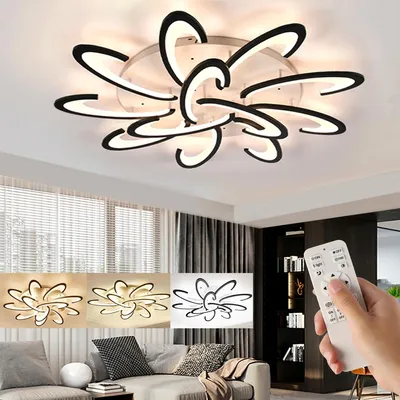 Produktbild von 120W Blumenförmiges Design LED Deckenleuchte, Modern LED Deckenlampe 96cm 7200LM, Dimmbar mit Fernbedienung, für Wohnzimmer, Schlafzimmer