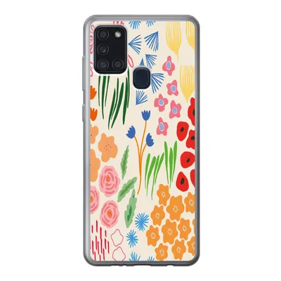 Produktbild von MuchoWow® Handyhülle Schutzhülle Hülle für Samsung Galaxy A21s Blumen - Muster - Feldblumen Silikon Softcase Handy Hülle - Hartschale