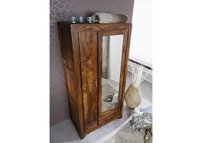 Produktbild von MASSIVMOEBEL24 Garderobe Sheesham 100x61x200 braun lackiert METRO LIFE #165