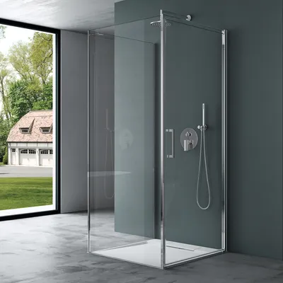 Produktbild von Mai & Mai Duschkabine Duschabtrennung BTH: 75x75x195cm in U-Form ESG-Sicherheitsglas Klarglas Nano-Beschichtung mit Duschtasse Ravenna36UK