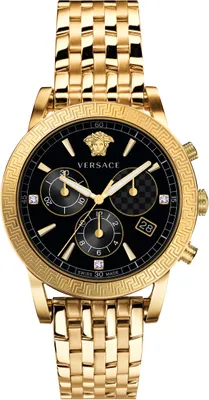 Produktbild von Versace VELT00919 Sport Tech Diamond Chrono schwarz gold Edelstahl Damen Uhr NEU