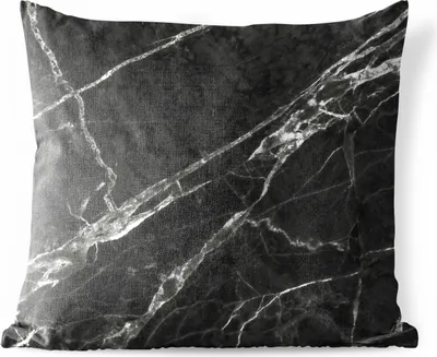 Produktbild von MuchoWow® Outdoor Kissen - Marmor - Linie - Weiß - Schwarz - 45x45 cm - Wetterfest - Lounge Kissen - Fotokissen - Dekoratives Kissen