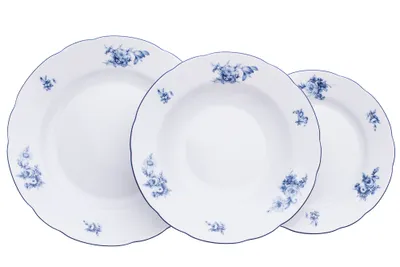 Obrázok produktu pre Súprava tanierov, Thun, Rose, modrá ruža, 18 kusov