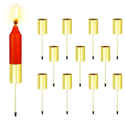 12er-Set Kerzenhalter für Adventskranz, Gold, Eisen, 11x2,5 cm