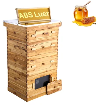 Image de Ruche VEVOR, 40 cadres, ruche Zander, bois de cèdre enduit de cire d'abeille, 2 ruches profondes + 2 ruches moyennes, kit de ruche Langstroth, fenêtres acryliques transparentes avec fondations