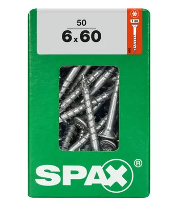 Produktbild von SPAX Universalschraube, 6 x 60 mm, 50 Stück, Teilgewinde, Senkkopf, T-STAR plus T30, 4CUT, WIROX - 4191010600607